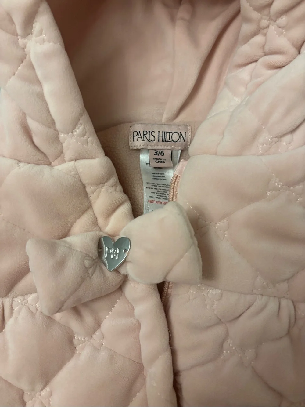 Paris Hilton Quilted Hooded Baby One-Piece in Light Pink
